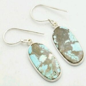 Turquoise Gemstone Handmade 925 Sterling Silver Dangle Earrings